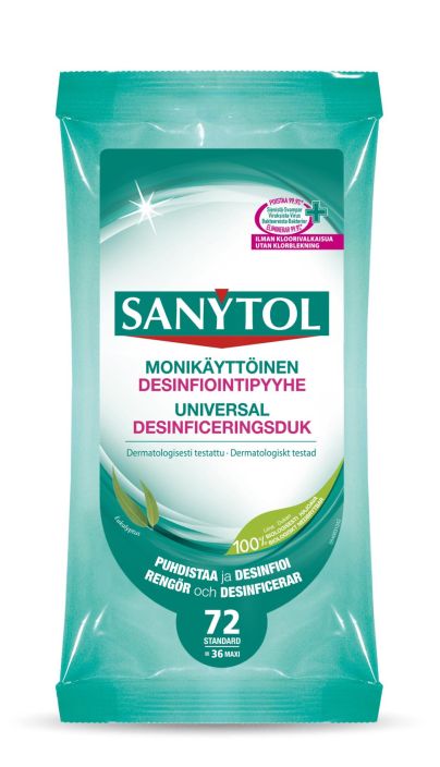 Sanytol monikayttoinen desinfiointipyyhe 72kpl 3946 932-015