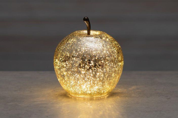 Finnlumor Lasiomena LED-valoilla hopeoitu kulta 16cm Finnlumor Lasiomena LED-valoilla hopeoitu kulta 16cm