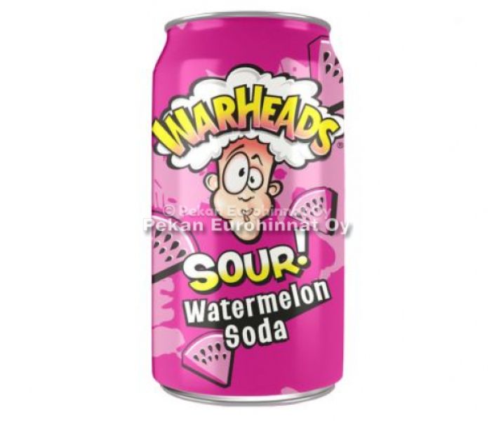 Warheads Sour Watermelon Soda 330ml Warheads kirpea vesimeloninmakuinen virvoitusjuoma 330ml/Warheads syrlig