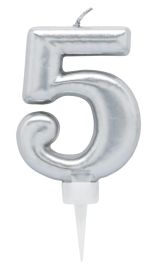 Joker Kakkukynttilä nro 5 8cm hopea 79031-5 