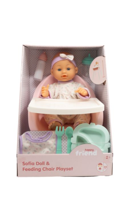 Happy Friend Sofia nukke 35cm syottotuolissa Ruokailuhetkien iloa! Suloinen syottotuolisetti sisaltaa nuken ja kaikki Happy Friend Sofia nukke 35cm syottotuolissa Ruokailuhetkien iloa! Suloinen syottotuolisetti sisaltaa nuken ja kaikki