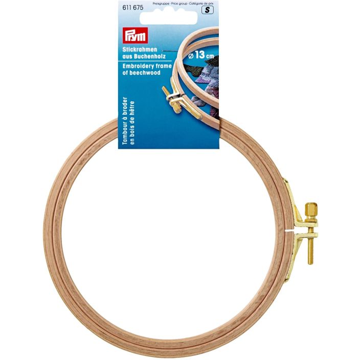 Prym Ompelukehys 13cm Kirjonnan apuvalineeksi puinen, pyorea ompelukehys eli kirjontakehys. Kirjottava kangas pingotetaan